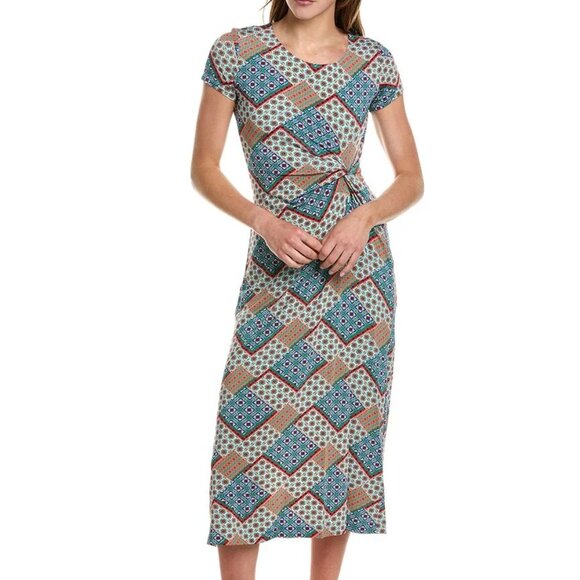 Elie Tahari Dresses & Skirts - Elie Tahari Tropez Tile Twisted Front Midi Dress NWT M Vacation Office Wear